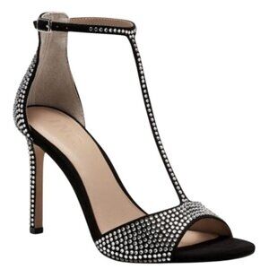 NEW‎ INC Firah Rhinestone Embellished T-Strap Stiletto Dressy Heels Black 6.5